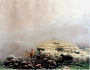 Stanislaw Witkiewicz Sheeps in the fog. Sweden oil painting artist
